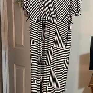 Ashley Stewart Black and White Geometric Jumpsuit